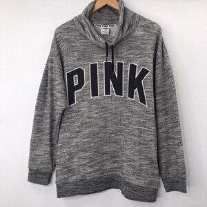 Pink Victoria Secret Womens Medium Sweater Heather Gray Big‎ Spellout Logo